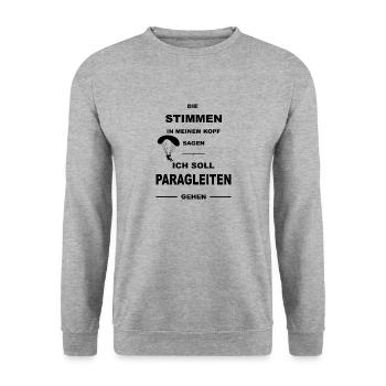 Paragleiten Gleitschirmfliegen Gleitsegeln Pilot - Unisex Pullover - Weißgrau meliert - Vorne - Alina (178cm) & Michal (187cm)