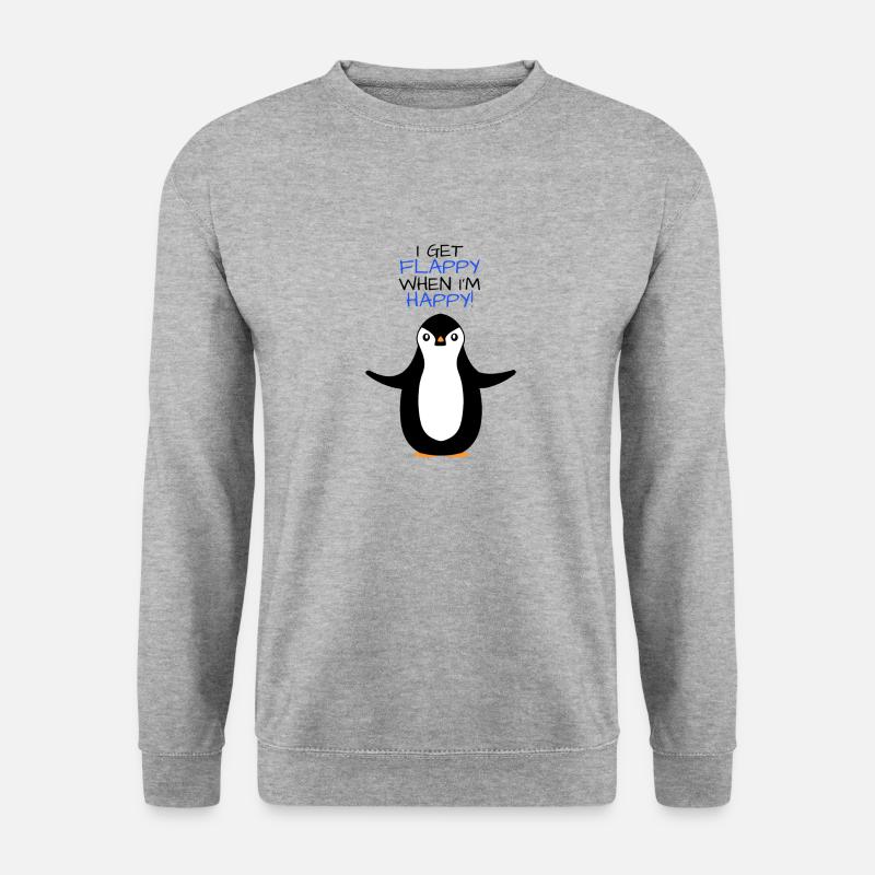 Ein fröhlicher Pinguin - Unisex Pullover - Weißgrau meliert