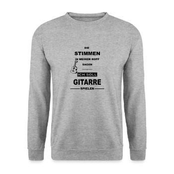 Gitarre Gitarristen Musik Musiker Gitarrist Design - Unisex Pullover - Weißgrau meliert - Vorne - Alina (178cm) & Michal (187cm)