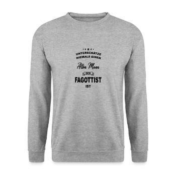 Fagott Orchester Musiker Instrument Fagottist Band - Unisex Pullover - Weißgrau meliert - Vorne - Alina (178cm) & Michal (187cm)