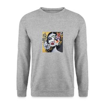 Calligraphy Persian Woman - Unisex Sweatshirt - salt & pepper - Front - Alina (178cm) & Michal (187cm)