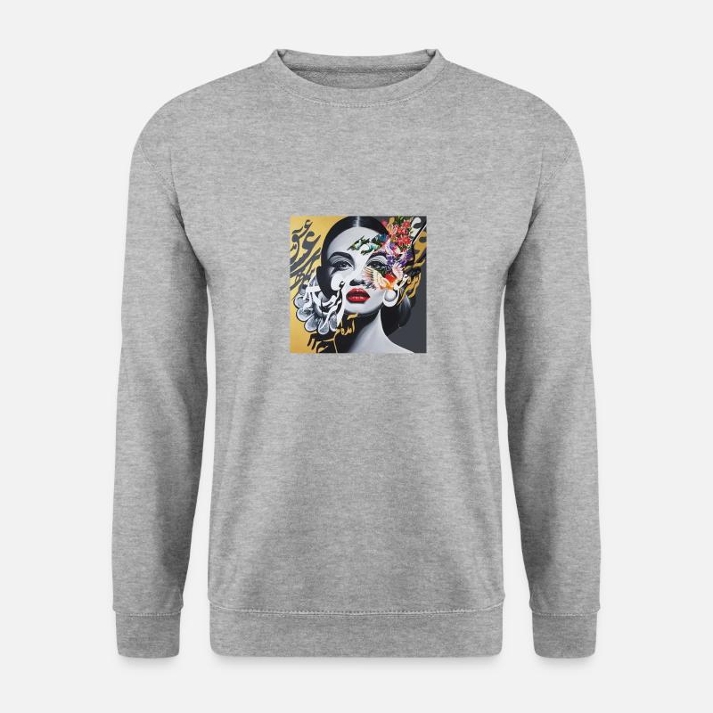 Kalligrafie persische Frau - Unisex Pullover - Weißgrau meliert