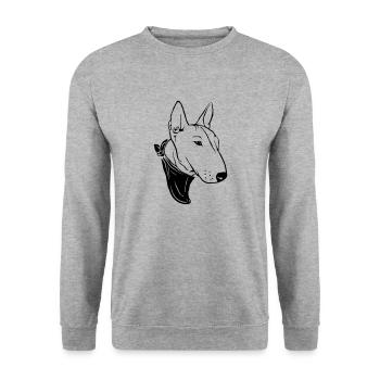 Bullterrier avec foulard - Sweat-shirt Unisexe - gris chiné - Devant - Alina (178cm) & Michal (187cm)