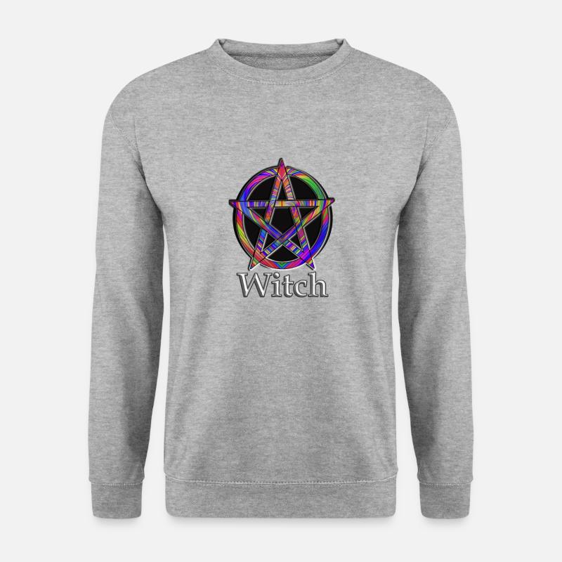 Pentagramm mit Witch Schriftzug - Unisex Pullover - Weißgrau meliert