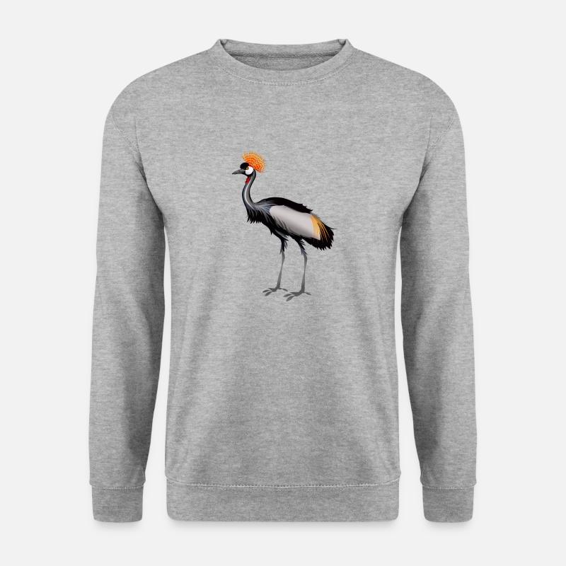 Kranich - Unisex Pullover - Weißgrau meliert