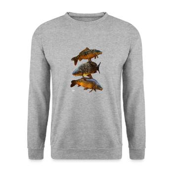 Gang de carpes 3 - Sweat-shirt Unisexe - gris chiné - Devant - Alina (178cm) & Michal (187cm)