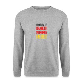 Politik Grundrechte Freiheit wählen Zensur demo - Unisex Pullover - Weißgrau meliert - Vorne - Alina (178cm) & Michal (187cm)
