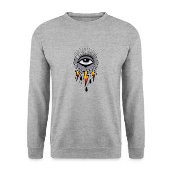 Eye and lightning Old School HD - Unisex Sweatshirt - salt & pepper - Front - Alina (178cm) & Michal (187cm)