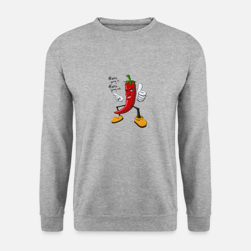 Fröhliche Chili - Unisex Pullover - Weißgrau meliert