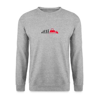 Raupe Bau job kleinbagger geschenk beruf arbeiten - Unisex Pullover - Weißgrau meliert - Vorne - Alina (178cm) & Michal (187cm)