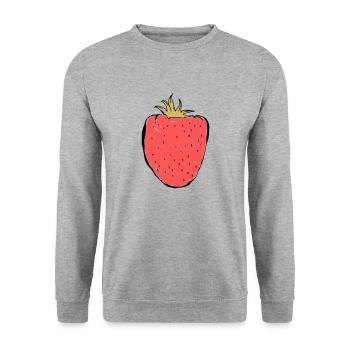 Erdbeeren - Unisex Pullover - Weißgrau meliert - Vorne - Alina (178cm) & Michal (187cm)