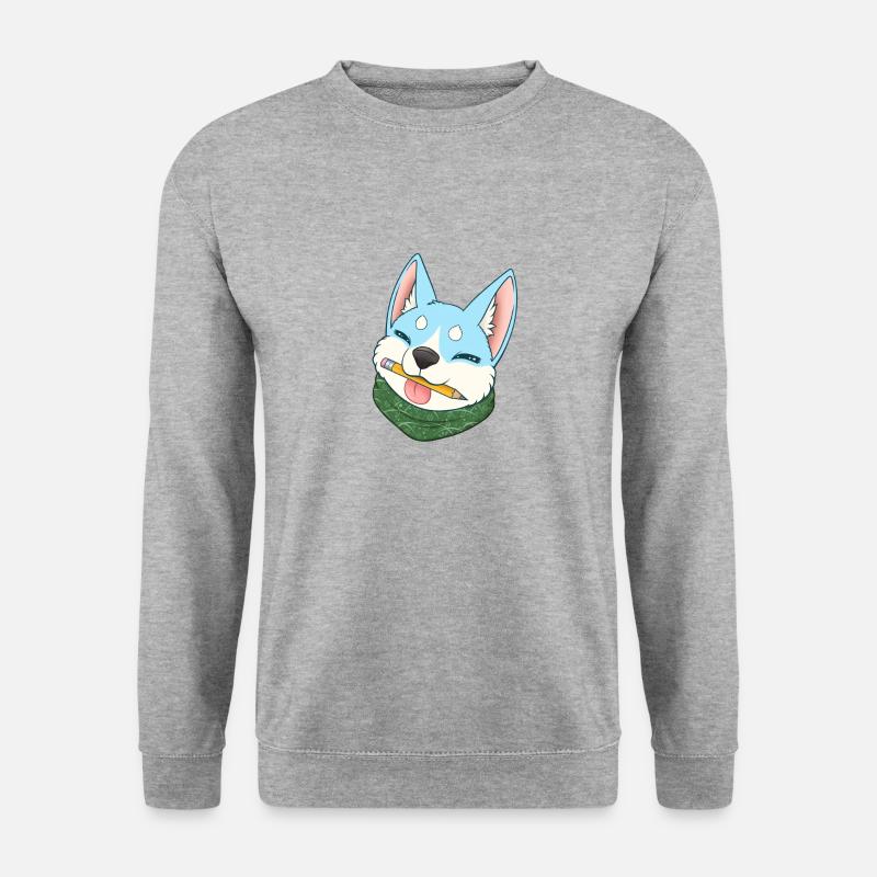 Shiba Inu blau - Unisex Pullover - Weißgrau meliert