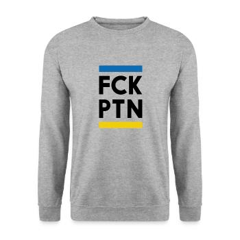 FCK PTN Kein Krieg Ukraine Russland gegen Krieg - Unisex Pullover - Weißgrau meliert - Vorne - Alina (178cm) & Michal (187cm)