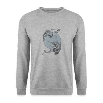 Japanese Dragon - Unisex Pullover - Weißgrau meliert - Vorne - Alina (178cm) & Michal (187cm)