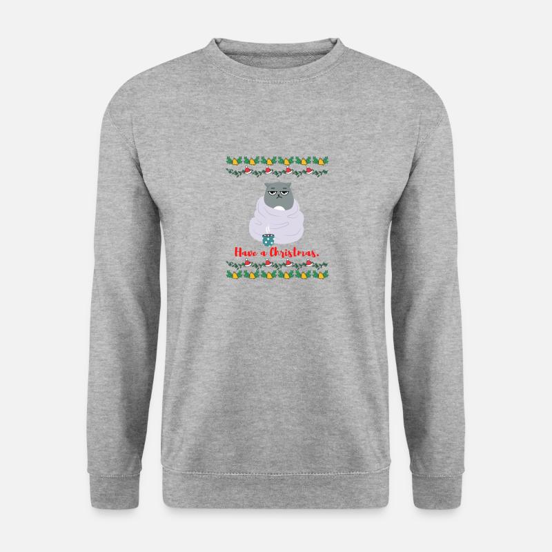Have a Christmas - Grumpy - Unisex Pullover - Weißgrau meliert
