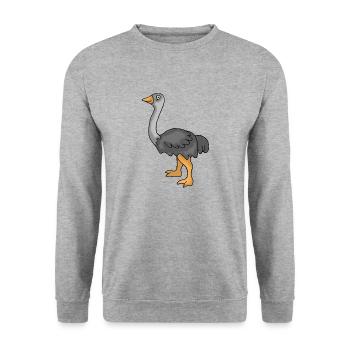 Strauß / Emu - Unisex Pullover - Weißgrau meliert - Vorne - Alina (178cm) & Michal (187cm)