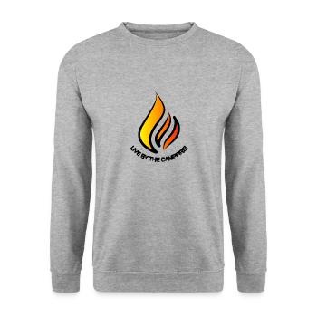 live by the campfire - Unisex Pullover - Weißgrau meliert - Vorne - Alina (178cm) & Michal (187cm)