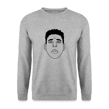 Kiss mouth sad face design - Unisex Sweatshirt - salt & pepper - Front - Alina (178cm) & Michal (187cm)