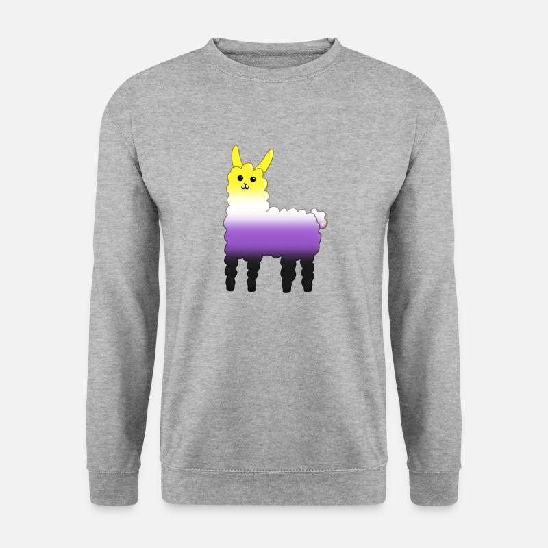 Lama Nicht-binär - Unisex Pullover - Weißgrau meliert