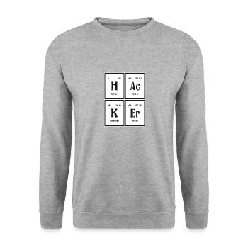 Hacker | Periodic Table of Elements - Unisex Sweatshirt - salt & pepper - Front - Alina (178cm) & Michal (187cm)
