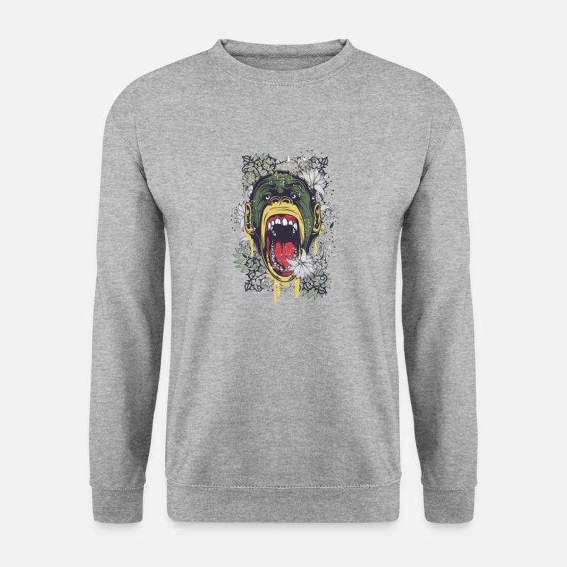 Schimpanse - Unisex Pullover - Weißgrau meliert