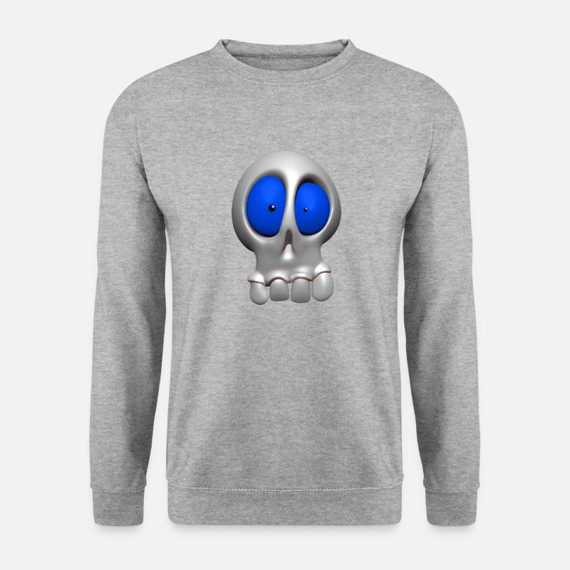Funny Skul - Unisex Pullover - Weißgrau meliert