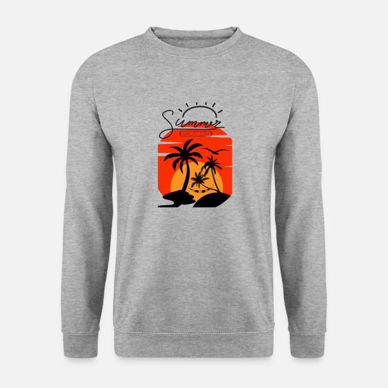 Sommer Urlaub - Palmen Sonnenuntergang Shirt - Unisex Pullover - Weißgrau meliert