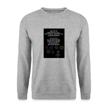 Gott sprach jetzt gibts Gehirn - Unisex Pullover - Weißgrau meliert - Vorne - Alina (178cm) & Michal (187cm)