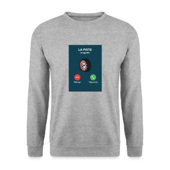 la piste m'appelle - Sweat-shirt Unisexe - gris chiné - Devant - Alina (178cm) & Michal (187cm)