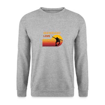 Motif d’amour du skateboard pour les patineurs et les athlètes - Sweat-shirt Unisexe - gris chiné - Devant - Alina (178cm) & Michal (187cm)