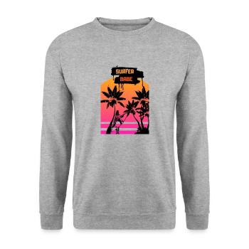 Planche de surf avec Sunset Surfer Woman - Palmiers - Sweat-shirt Unisexe - gris chiné - Devant - Alina (178cm) & Michal (187cm)