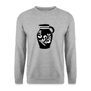 Bembel #100%Hessisch #FrankfurtLiebe - Unisex Pullover - Weißgrau meliert - Vorne - Alina (178cm) & Michal (187cm)
