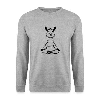 Lama Alpaka Yoga Vektor Lustig Geschenkidee - Unisex Pullover - Weißgrau meliert - Vorne - Alina (178cm) & Michal (187cm)