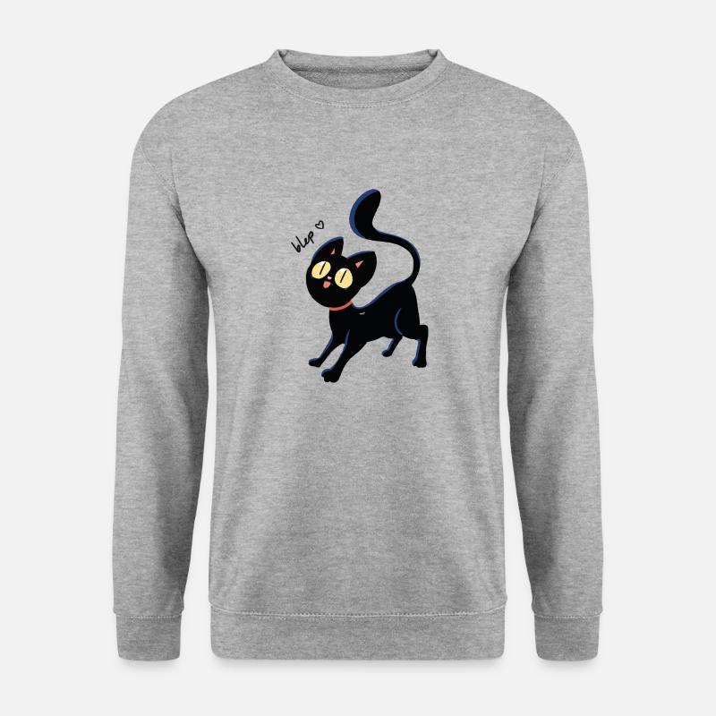 Schwarze Blep Katze - Unisex Pullover - Weißgrau meliert