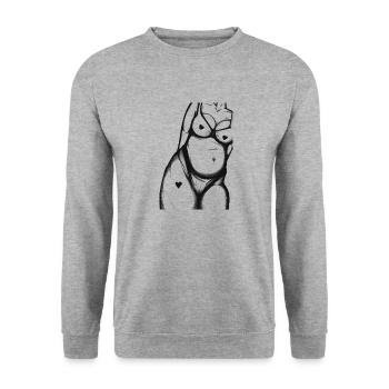 Dessin corporel féminin Esquisse Beauté Femme - Sweat-shirt Unisexe - gris chiné - Devant - Alina (178cm) & Michal (187cm)