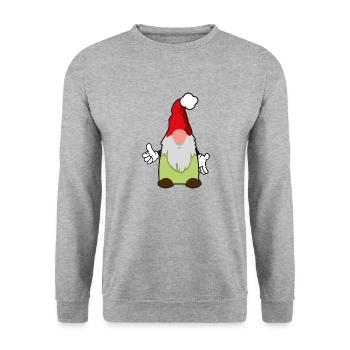 sechster Weihnachtswichtel - Unisex Pullover - Weißgrau meliert - Vorne - Alina (178cm) & Michal (187cm)