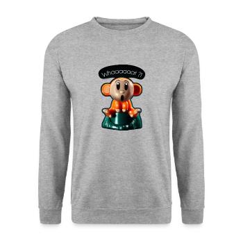 Waaaaaas Äffchen - Unisex Pullover - Weißgrau meliert - Vorne - Alina (178cm) & Michal (187cm)