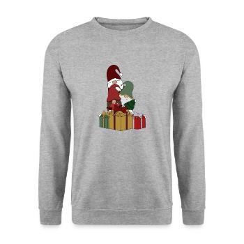 Wichtel - Unisex Pullover - Weißgrau meliert - Vorne - Alina (178cm) & Michal (187cm)