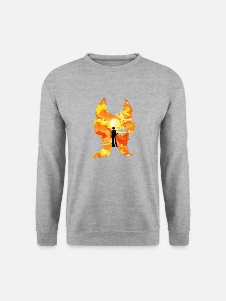 Man in flames - Unisex Pullover - Weißgrau meliert