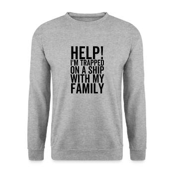 Hilfe Ich bin mit meiner Familie auf einem Schiff gefangen - Unisex Pullover - Weißgrau meliert - Vorne - Alina (178cm) & Michal (187cm)