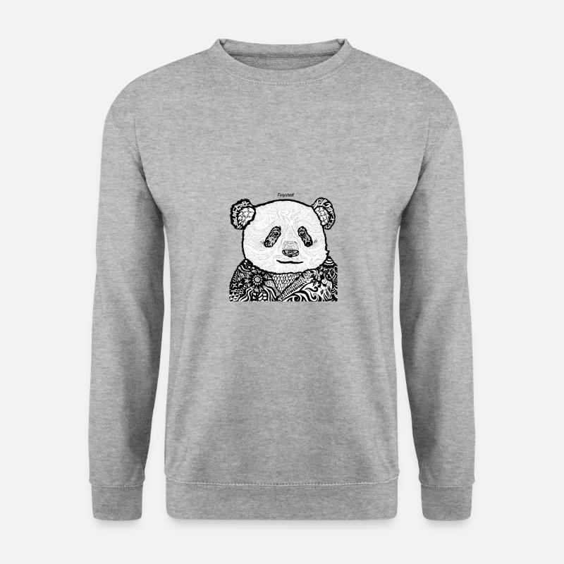 PANDA MANDALAS - Unisex Pullover - Weißgrau meliert