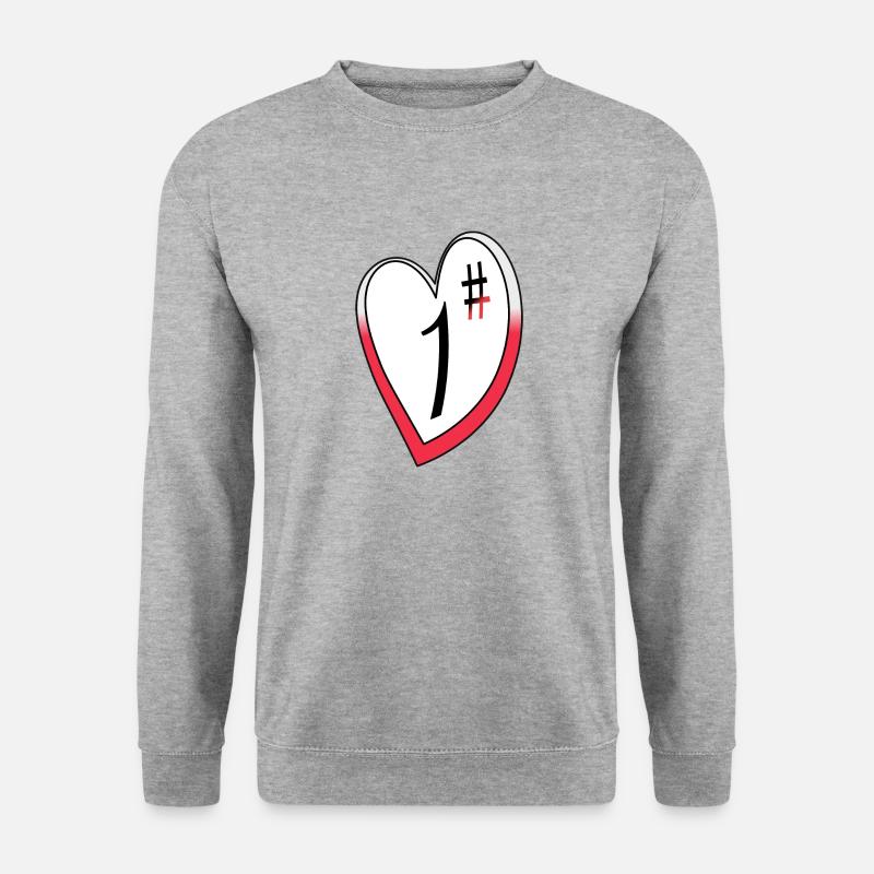 Herz - Unisex Pullover - Weißgrau meliert