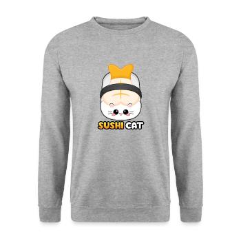 SUSHI CAT Japon Katze Crevettes Kitty Garnele Nigiri - Sweat-shirt Unisexe - gris chiné - Devant - Alina (178cm) & Michal (187cm)