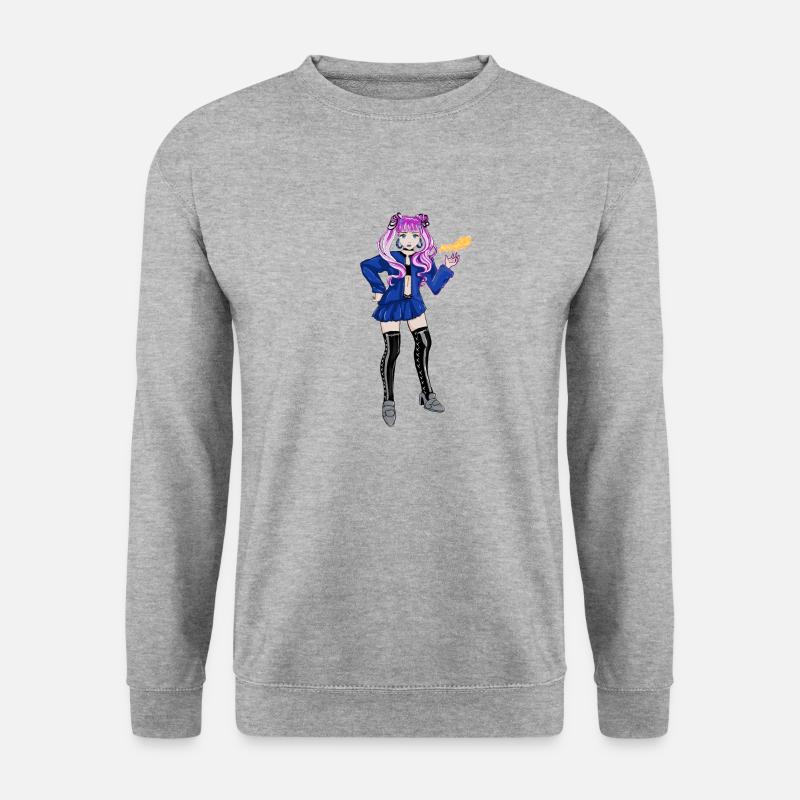 Mädchengesicht mit Flamme - Unisex Pullover - Weißgrau meliert