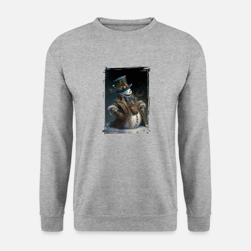 Schneemann - Steampunk - Unisex Pullover - Weißgrau meliert