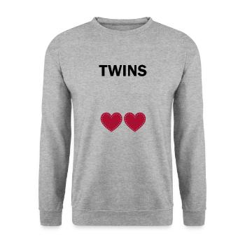 Schwangerschaft Babyparty Babyshower Boy Girl - Unisex Pullover - Weißgrau meliert - Vorne - Alina (178cm) & Michal (187cm)