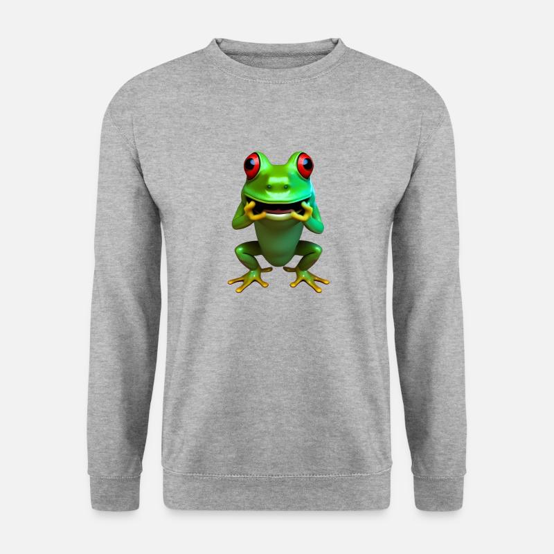 frosch hockend frei - Unisex Pullover - Weißgrau meliert