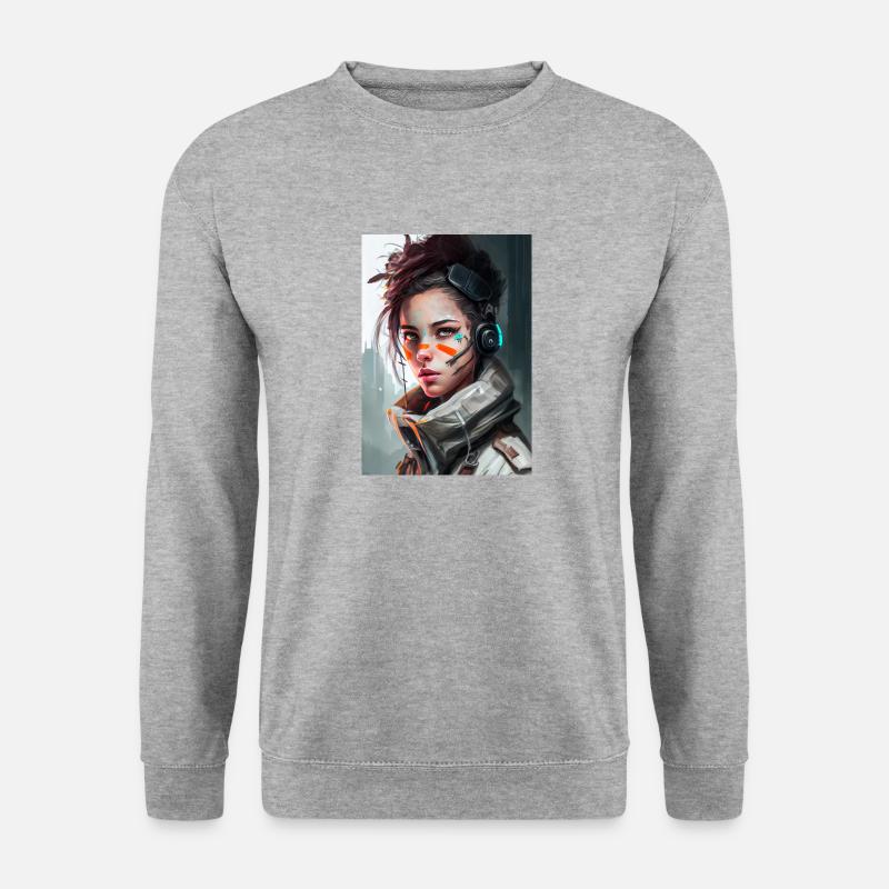 Cybergirl aus der Zukunft - Unisex Pullover - Weißgrau meliert