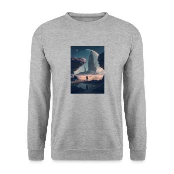 Futuristic Landscape - Unisex Sweatshirt - salt & pepper - Front - Alina (178cm) & Michal (187cm)