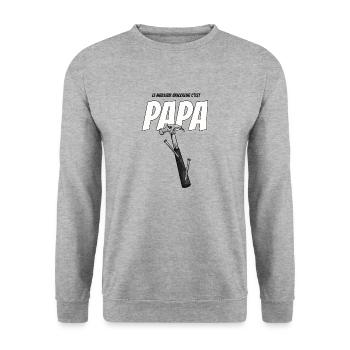 Cadeau papa "le meilleur bricoleur" - Sweat-shirt Unisexe - gris chiné - Devant - Alina (178cm) & Michal (187cm)